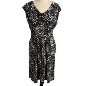 Jessica Howard Scoop Neck Ruched Jersey Knit Sheath Dress, Gray & Black Size 14